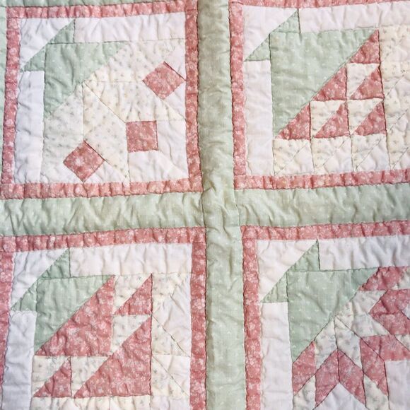 Vintage Handmade Hand Quilted Sampler Wall Hanging, Tabletop Pastel 19.5x19.5" - Picture 5 of 6